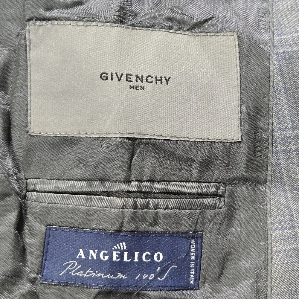 Givenchy Suit Vintage Mens 2-Piece Olive-Gray Plaid Two Button Size 48R